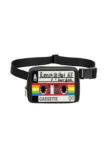 Vintage Cassette Tape Print Crossbody Chest Bag Retro Fanny Pack Adjustable Strap Waist Bag Small Sling Bag Mini Shoulder Bag For Women Men Unisex, Lightweight Zipper Pouch For Phone Wallet Keys, Streetwear Y2K Hip Hop Style Bag For Running Travel Gym Festival Daily Casual Use - Multicolor - View 14