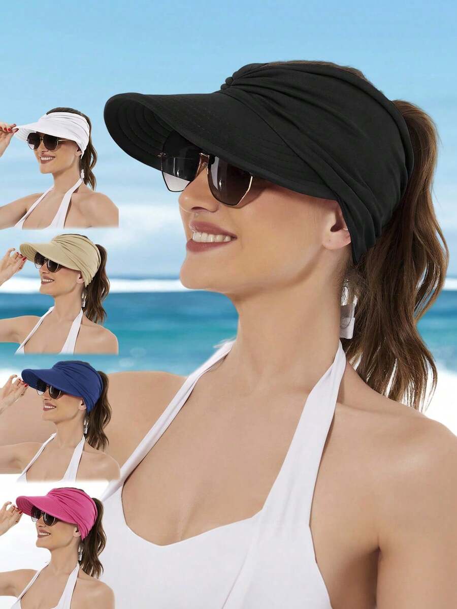 1pc Women's Summer Outdoor Sun Hat, Beach Hat, Swimming, Tennis, Golf, Vacation And Other Outdoor Activities Sun Protection Hat - Multicolor - View 1