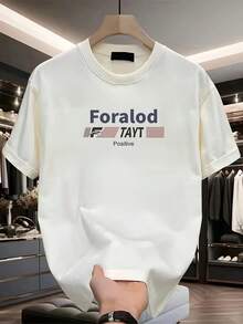 Camiseta de manga corta para hombre, de algodón de alta calidad, con estampado de marca de moda, nuevo estilo de verano, talla, top casual versátil. - Blanco - Ver 2