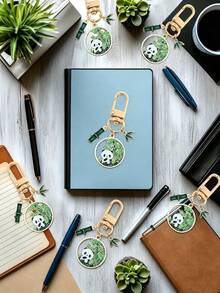 30pcs/15pcs "Panda Forest" Themed Keychain Gift Set – Featuring Cute Cartoon Panda Designs And Bamboo Elements, This Set Is The Perfect Choice For Birthdays, Animal-Themed Parties, Weddings, Themed Gatherings, And More. - One Size Fits All - View 5