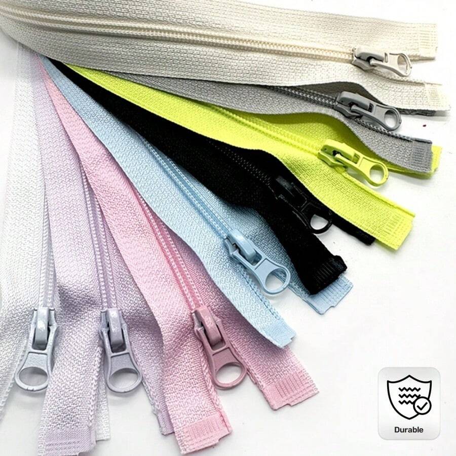 A Set Of 8 High-Quality No. 3 Single-Ended Open-End Nylon Zippers, Suitable For Sportswear And Sun-Protective Clothing - Multi-Color Combination Pack Including White, Black, Gray, Etc. - Durable Zippers In Multiple Sizes, Suitable For Sewing - 0044 8pcs Mixed Color - View 1