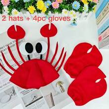 Bộ 6 món, 3 món, 1 chiếc mũ và găng tay hình cua dễ thương & ngộ nghĩnh dành cho cả nam và nữ, thích hợp cho Halloween, Giáng sinh, Lễ Tạ ơn, Lễ hội hóa trang, các bữa tiệc ngày lễ, trường học và các hoạt động vui chơi. - 3 món (mũ hình cua + găng tay) - Xem 9