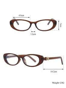 1pc Cat Eye Oval Plastic Tinted Eyeglasses, Retro Leopard Print Boho Chic Casual Everyday Versatile Clear Glasses, Suitable For School, Dates, Shopping, Reading - Clear - View 3