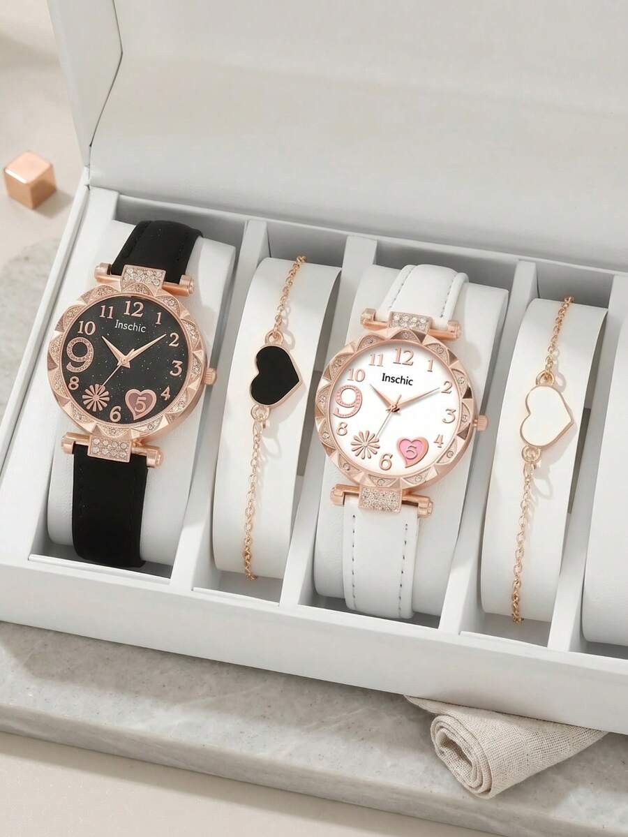 Children's Watch & Bracelet Set, Butterfly Matte Strap Watch + Butterfly Bracelet Set, Suitable For Birthday Gift, Halloween Gift, 6pcs/Set (No Box) - Multicolor - View 1
