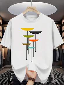 Camiseta de manga corta con estampado de letras para hombre, moda de verano - Blanco - Ver 2