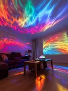 1pc LED Projector Light, Lighting Lamp, Bedroom Furniture Light, Game Decor, Perfect For Birthday Gift, Suitable For Game Room, Bedroom, Living Room, With Remote Control, Compact And Portable, Essential For Outdoor Camping, Dorm Night Light, Room Decoration Light, Festival Party Atmosphere Light - Multicolor - View 3