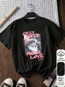 Camiseta de manga corta con estampados divertidos, florales y de dibujos animados, con eslogan, linda y cómoda. Adecuado para diversas ocasiones, incluyendo regalos navideños, regalos de cumpleaños, festivales de música, uso casual, comodidad versátil, vacaciones en la playa y ropa sencilla pero elegante para el uso diario de mujeres y niñas. Ocio. - Negro - Ver 3