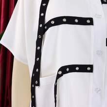 Loose-Fitting Midi Shirt Dress 2026 With Lapel And Short Sleeves - 白色 - 查看 7