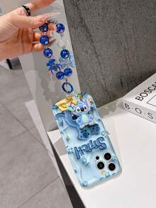 Estuche de teléfono autorizado por Disney - Set con cadena, Estuche de teléfono 3D de Stitch de Lilo y Stitch talla grande una pulsera 3D de silicona de Stitch con anillo metálico desmontable, con patrón de Stitch y Angel, compatible con iPhone 17/16/15/14/13/12/11/XS/XR/X Plus Pro Max, un estuche de teléfono de dibujos animados con estilo, la opción de regalo perfecta, protección de teléfono, funda de teléfono duradera, un gran regalo para amigos y familiares. - Blanco - Ver 3