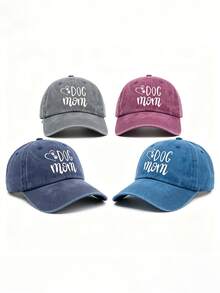 Gorra de béisbol casual unisex con bordado de lema, estampado y lavado desgastado, sombrero protector solar para exteriores - Multicolor - Ver 4