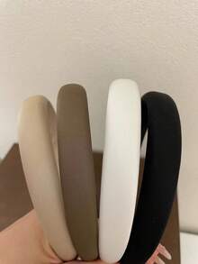 4件套女士多色纯色大地色系简约百搭布艺发带，2.0厘米宽，适合日常户外活动、发箍、发圈、化妆发带、发饰、头饰、节日、派对等场合。 - 彩色 - 查看 4