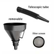 Universal Funnel With Filter For Cars & Motorcycles, Retractable Soft Hose Anti-Leakage Anti-Splash Filling Tool, Oil, Fuel, Coolant Refilling Gadget - Black Funnel - View 8