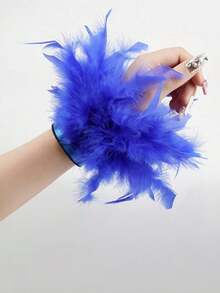 Create A Perfect Atmosphere! Colorful Feather Bracelet Accessory: Whether As A Party Focal Point Or Stage Outfit, This Fluffy Feather Bracelet Will Make Your Look More Eye-Catching.,Halloween - Multicolor - View 2