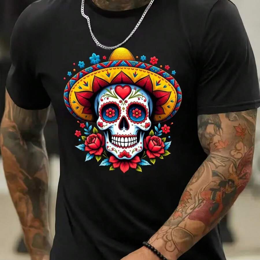 Camiseta impresa para hombres y mujeres - Negro - Ver 1