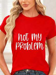 GiftCamiseta de  con estampado de texto no es mi problema para uso diario y ocasiones casualesSoft - Rojo - Ver 7