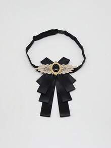 Pajarita clásica y versátil, pajarita con cristales de imitación en estilo universitario, broche de solapa floral unisex para fiestas, días festivos y bodas - Multicolor - Ver 8