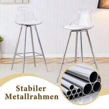 Modular Bar Set: Round Glass Table, 89 Cm In Diameter + 2 Bar Stools With Silver Legs. • Transparent Appearance • Versatile Use • Creates A Feeling Of Spaciousness And Optimizes Space. - Silver - View 6
