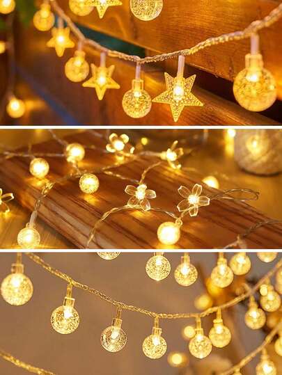 1pc 3 Meters 20 LED Crystal Ball String Lights, Battery Powered Bubble Fairy Lights, Home Decor For Living Room, Birthday Party, Wedding Venue, Mother's Day, Bedroom LED Lights