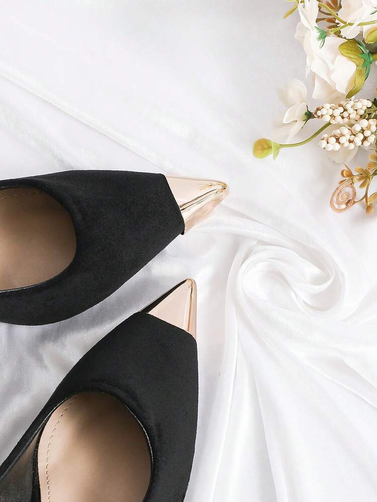 Women's Pointed Toe Shoe Tip Protector, Removable Shoe Toe Cap, Metal Toe Cover - Gold - View 1