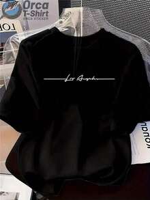 Camiseta única en negro con diseño minimalista y moderno de Los Ángeles y2k ideal para destacar tu estilo urbano y contemporáneo perfecta para cualquier ocasión y con gran comodidad para el día a día100% Cotton - Negro - Ver 1
