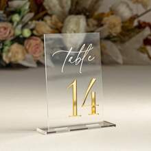 Wedding Table Number Signs Transparent Mirror Gold Acrylic Signs - 3D Gold Wedding Table Signs - Wedding Table Decor, Gold Table Numbers, Modern Wedding Table Decor Wedding Table Decor Wedding Stationery Black Wedding Reception Decor Summer Birthday Gift Beach Back To School School Supplies Room Decor - Multicolor - View 7