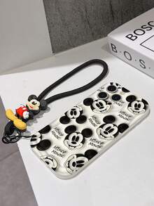 Disney Has Authorized, Phone Case - Chain Set, This Set Features A Mickey Mouse Phone Case Paired With A Detachable Silicone 3D Stitch Wrist Strap, Complete With A Metal Ring Attachment. Crafted Using A Unique 2D Wave-Texture Technique, The Case Is Made From Eye-Catching And Adorable TPU Material, Showcasing Classic Mickey And Minnie Mouse Designs. It Is Compatible With The Entire IPhoneseries, Including Models 17, 16, 15, 14, 13, 12, 11, XS, XR, X, Plus, Pro, And Max. This Stylish, Cartoon-Themed Protective Case Not Only Provides Robust, All-Around Protection For Your Device But Also Makes For The Perfect Gift For Friends And Family. IPhone17 Pro Max Case. Disney Phone Case. - 白色 - 查看 5
