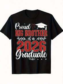 Camiseta Grande para Hombre "Graduado de la Clase de 2026" - Corte Holgado, Estilo Urbano, Cuello Redondo, Graduación, Camiseta Casual Cómoda de Manga Corta para Graduados y Hermanos Mayores, Ropa Lavable para Eventos/Mentores, TALLAS GRANDES - Blanco - Ver 6