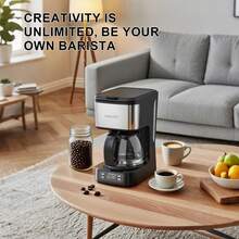 SOKANY 04044 Coffee/Tea Maker, 650W Efficient Heating, Metal Body, Pre-Soak Tech For Better Extraction, 750ml Capacity Serving 6, 24-Hour Timer For Fresh Morning Brew. Perfect For Dorms, Homes, And Offices. - Black - View 4