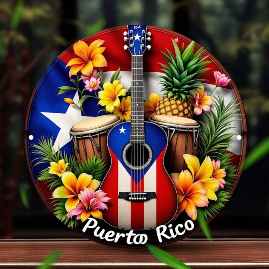 1pc Puerto Rican Music Themed Wooden Decorative Plaque, Tropical Style Wall Decor - Cartoon - View 1