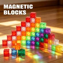 Magnetic Building Blocks Large, 0.98 Inch Magnetic Stacking Cubes For Children, Sensory & Montessori Toys For Boys & Girls 3 Years Old (80 PCS) - Multicolor - View 1