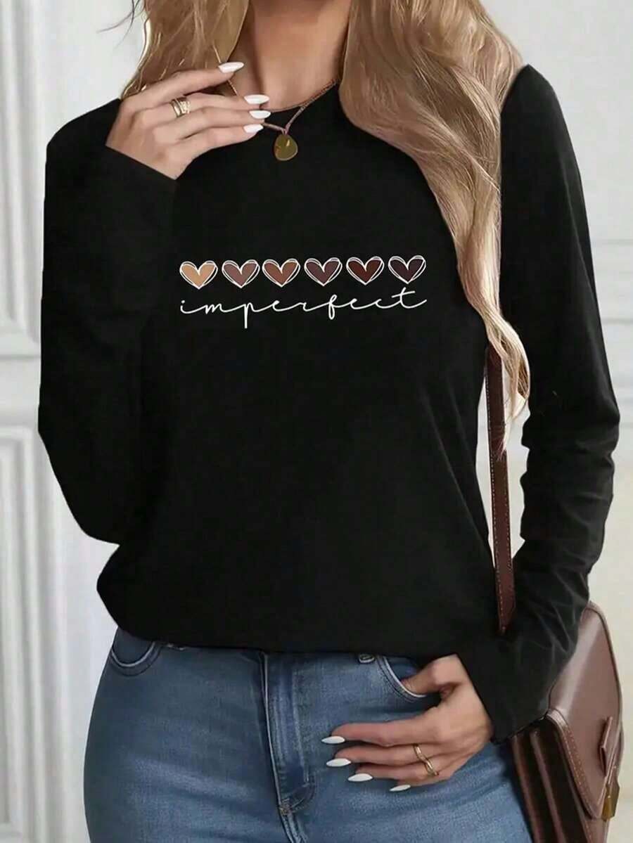 Bestselling, Versatile, And Figure-Flattering Pure Cotton Short-Sleeve T-Shirt. A Great Style, Newly Launched In 2026. A Loose-Fitting Plus-Size Top With A Unique Summer Design. This 100% Pure Cotton, Thick, Black And White T-Shirt Features A Graphic And Letter Print. A Unisex Short-Sleeve Style. A New Arrival For Spring, Summer, And Fall. Breathable And Comfortable, With A Simple And Versatile Streetwear Style, Perfect For Matching Couple Outfits. - 黑色 - 查看 1