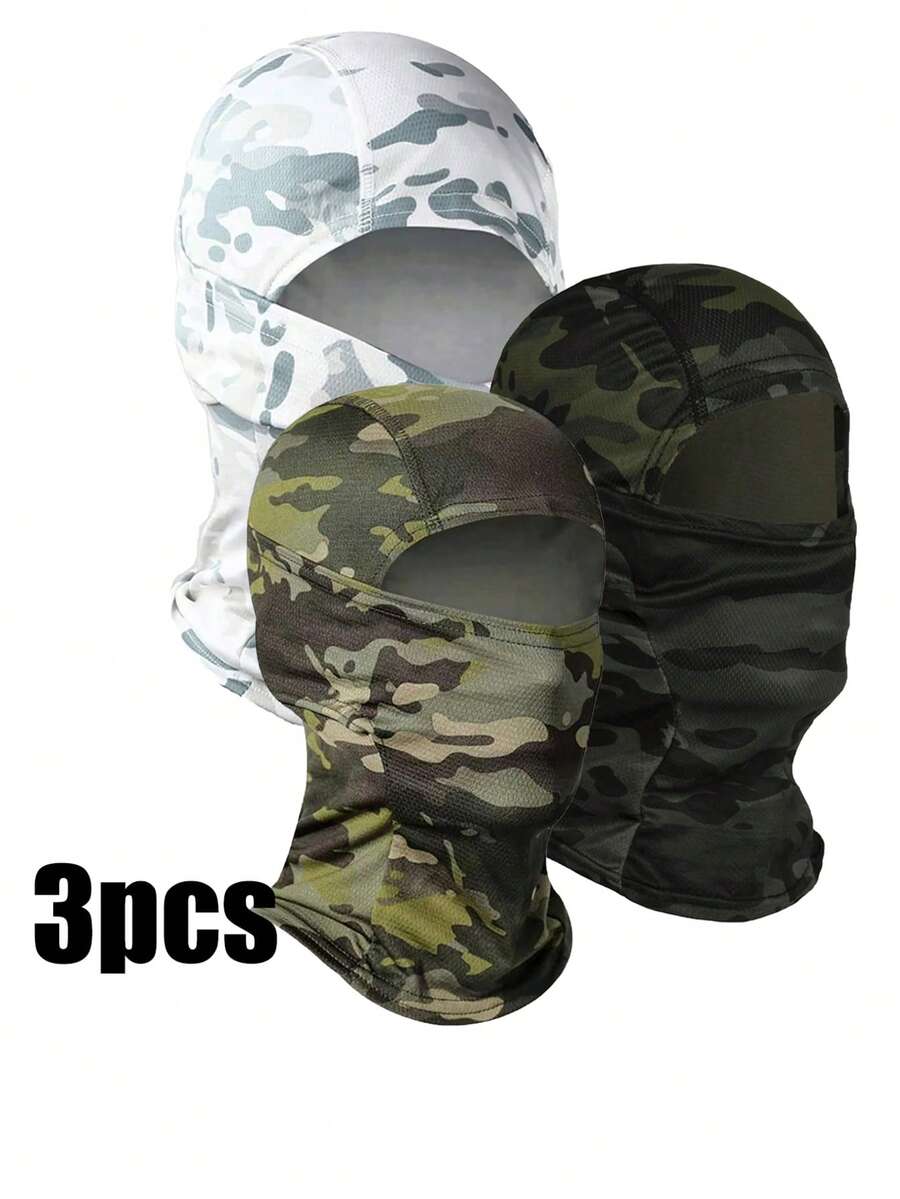 1pc/2pcs/3pcs Lightweight Camouflage Balaclava, Quick-Dry Windproof Full Face Mask, Suitable For Daily, Cycling, Running, Outdoor Multi-Purpose Neck Gaiter - Multicolor - View 1