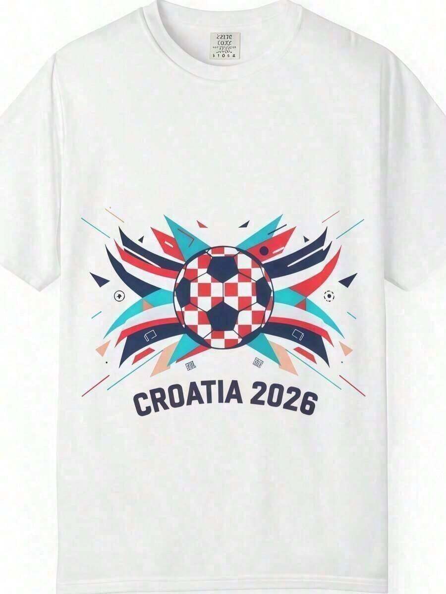1 Piece HIPTEE Colombia World Cup 2026 100% Cotton T-Shirt, Assorted Colors, Football Fan T-Shirt, Unisex Football T-Shirt, Gift For Couples - Unisex Everyday Wear For Men And Women, 180g 100% Cotton, Designs Are Printed. Unisex. - 白色B - 查看 1