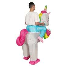 Inflatable Unicorn Costume For Adults, Colorful Inflatable Horse Shaped Outfit With Heart Design, Suitable For Holiday Parties, Cosplay Performances And Carnivals,Party - Multicolor - View 3