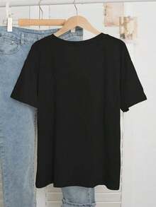 Camisetas manga corta mujer Camiseta casual 100% algodón para mujer, de manga corta y cuello redondo con divertido estampado de girasoles de Van Gogh y gato negro, top negro suave, transpirable y de corte holgado, estética artística, ropa gráfica diaria para damas. - Negro - Ver 2