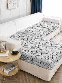 1 pièce Housse de canapé, tissu extensible, housse de coussin de siège de canapé, housse de canapé de couleur unie - Gris pâle - Voir 7