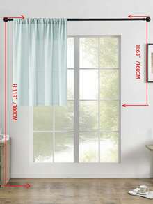 1pc/2pcs White Linen Texture Semi-Transparent Sheer Curtains, Soft Light Filtering For Bedroom Living Room Home Decor - Green - View 55