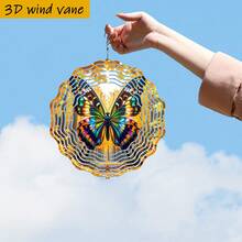 1个3D立体“秋日森林中翩翩起舞的彩色蝴蝶”风铃挂饰,尺寸10英寸*10英寸,带旋转挂钩,可360°旋转DIY,创意悬挂装饰,圣诞礼物(不含吊坠),款式随机。 - 多色 - 查看 7
