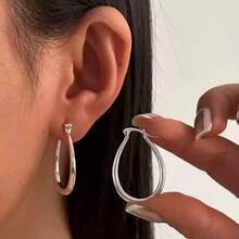 New Fashionable Simple And Versatile Smooth Earrings Creative European And American Exaggerated Foreign Trade Earrings Earrings Pendants - Silver - View 11
