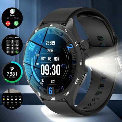 智能手表，支持无线通话/拨号、多应用提醒，男女皆宜，运动手表，可自定义壁纸，音乐控制，兼容 iOS/Android 系统