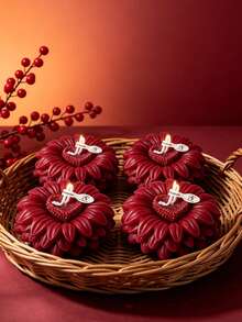 Burgundy Sunflower Scented Candle, 3D Floral Design, Soy Wax Smokeless Long-Lasting Fragrance, Romantic Valentine's Day Thanksgiving Gift, Atmosphere Decor For Bedroom, Home, Aromatherapy Desktop Ornament - Flower Candles - View 4