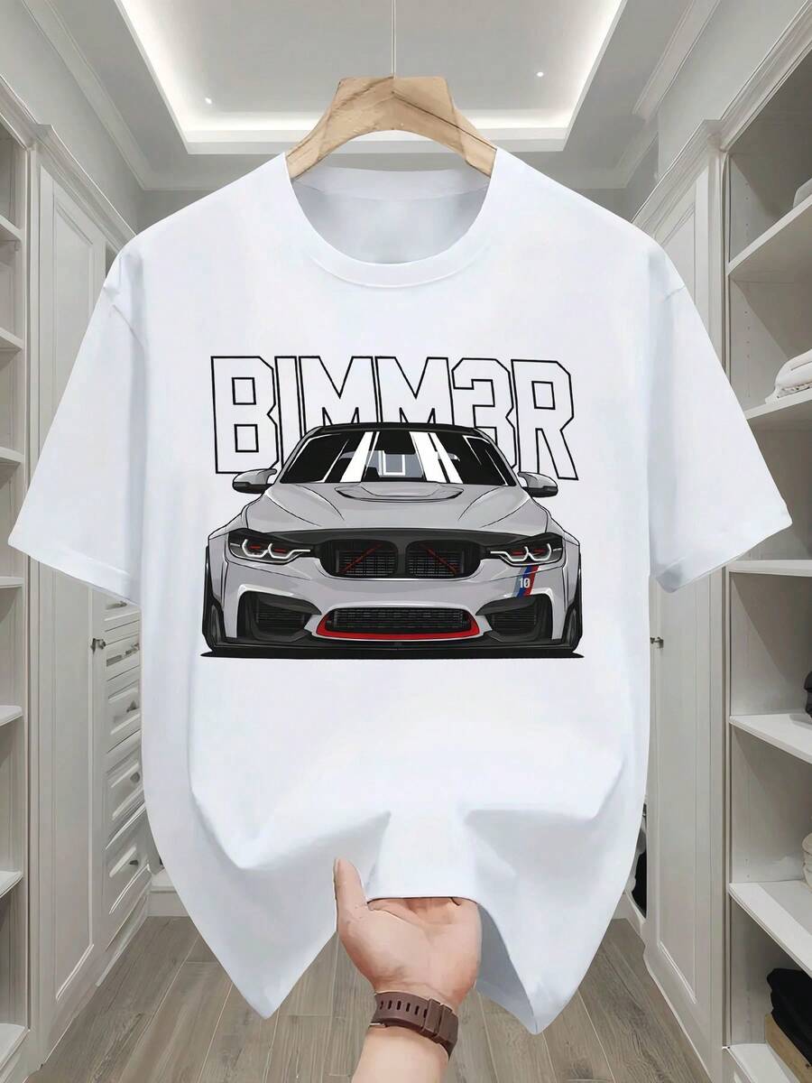 Camiseta versátil para mujer, moda masculina de , estilo callejero clásico, esta camiseta con diseño BIMMER presenta una vista frontal de un coche deportivo, perfecta para uso casual durante todo el año, camisetas de mujer, blusas casuales para damas, camiseta gráfica estilo retro-rock, camiseta gráfica divertida, blusas de mujer, camisas de hombre, Copa del Mundo 2026, estilo jersey de aficionado. - Blanco - Ver 1
