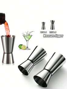 1 chiếc cốc đong định lượng hai đầu bằng thép không gỉ dày dặn, dùng trong quầy bar, cốc đong hai đầu, cốc cocktail, dụng cụ nhà bếp màu bạc hoàn hảo cho pha chế, nhiều dung tích khác nhau. - Xem 2
