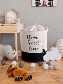 Multipurpose Mesh Toy Storage Box Laundry Basket Foldable Organizer 32x40 - Black and White - View 3