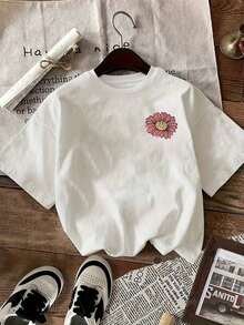 camisetas de gran tamaño para mujer con estampado floral religioso testimonio de un Dios amoroso - Camiseta blanca casual para uso diario, verano, calle, atuendo inspirador, espiritual y de fe, iglesia, vacaciones y uso cotidiano. - Blanco - Ver 7
