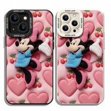 Disney Minnie Mouse Phone Case, Cherry Love Protective Cover. Compatible With IPhone 17, 16, 15, 14, 13, 12, 11 Pro Series And Galaxy S22, S23, S24, S25 Models, Featuring Plush-Style Minnie Mouse Jumping Against A Pink Background With Embossed Hearts And Cherries, Perfect For Cute Disney Fans, Ideal For Birthdays, Holidays, Anniversaries, Graduation Gifts, Or Any Special Occasion To Surprise Family, Friends, Classmates, And Loved Ones. - màu đen - Xem 6