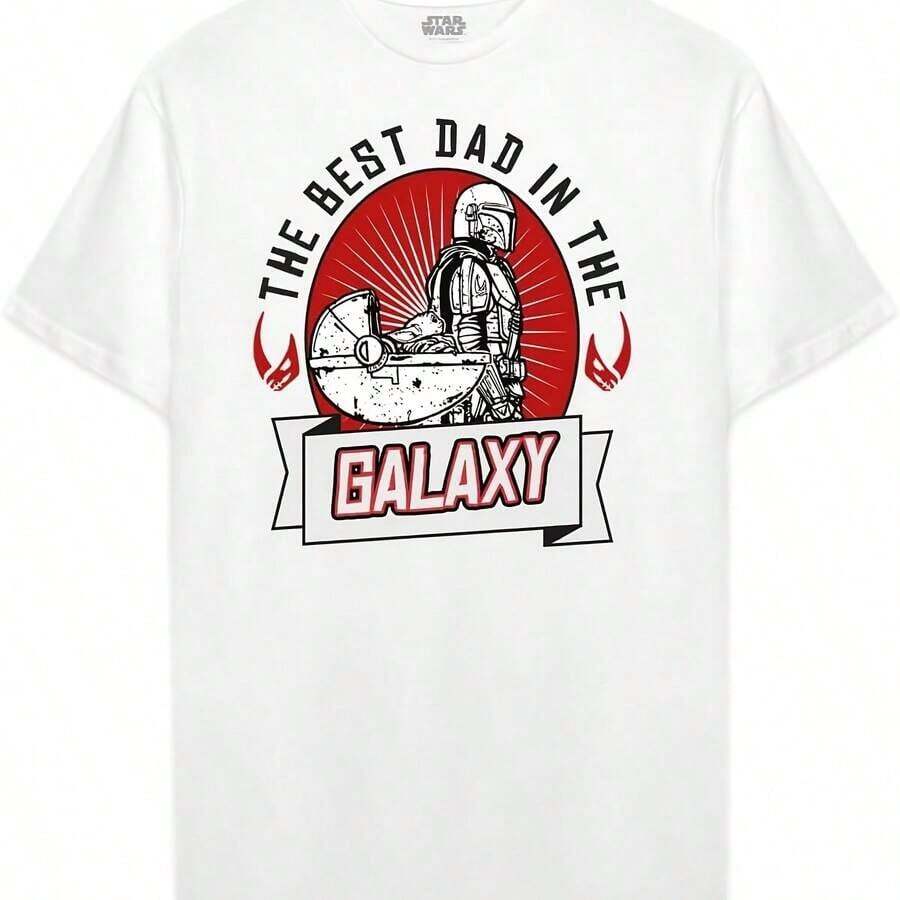 Camiseta original de papá con cuello redondo, modelo 100% algodón, color blanco, diseño de Mandalorian, la mejor talla - Blanco - Ver 1