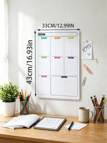 Planificador semanal borrable magnético, planificador semanal con zonas de color y diseño de regla, adecuado para el hogar, la oficina y la escuela, planificación eficiente de tareas y horarios semanales, incluye 10 accesorios - Rectángulo - Ver 5