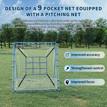 Adjustable 5x4 Ft Rebound Net For Baseball And Softball – 9 Zone Angled Trainer – Multi-Sport Equipment For Backyard Practice – Durable Training - A - View 2