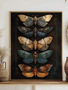 1pc Canvas Wall Art, Framed Wall Decor, Vintage Dark Academia Moth Specimen, Vintage Gothic Butterfly And Moth Oil Painting Poster, Entomological Aesthetic Decor, Suitable For Living Room, Bedroom, Home Office, Dorm And Witchcraft Themed Room, Vintage Style Art Gift For Insect Lovers, Room Decor, Dorm Decor, Kitchen Decor, Dining Room Decor, Bathroom Decor, Home Decor, Apartment Decor - A - View 1